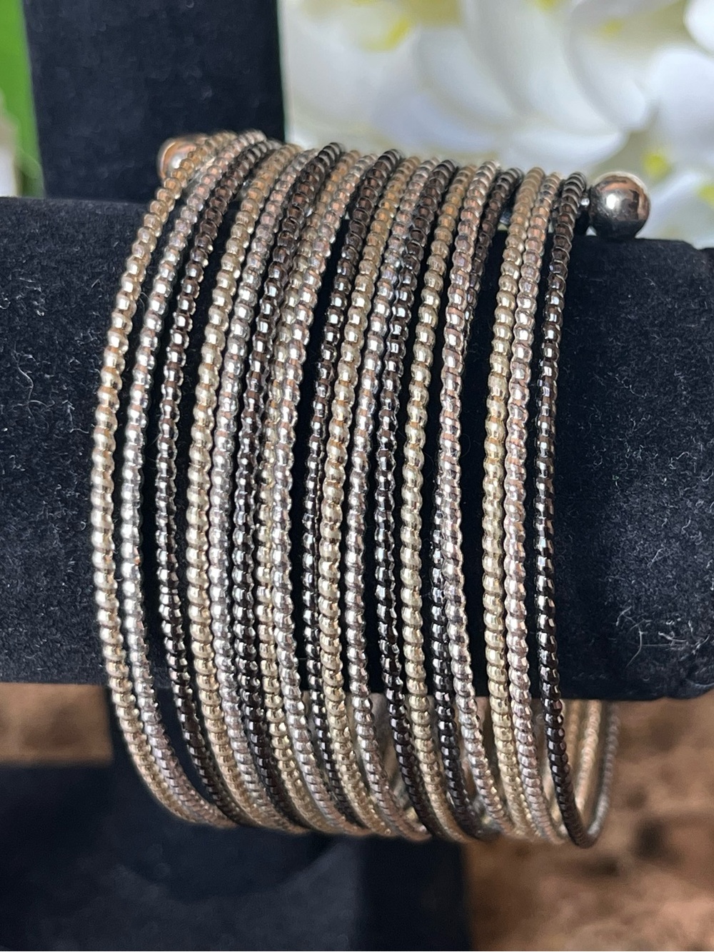 Handcrafted Silver-Tone  Cuff Bracelet - Silver